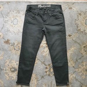 Madewell Mid Rise Crop w Ankle Zip in Dk Olive